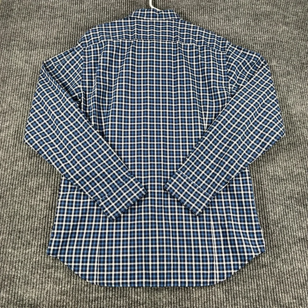 Banana Republic Shirt Mens Large Blue Plaid Long Sleeve Button Up Slim Fit